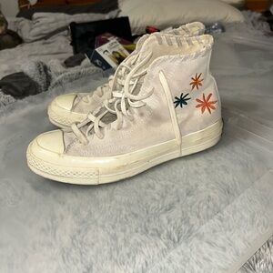 Converse High-Top Sneakers with Star Embroidery